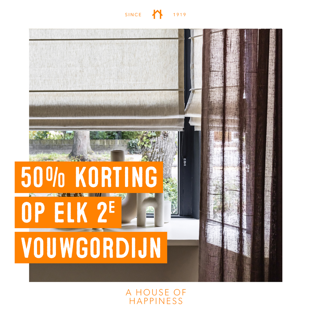 Actie Afbeelding 50% korting op elk 2e vouwgordijn