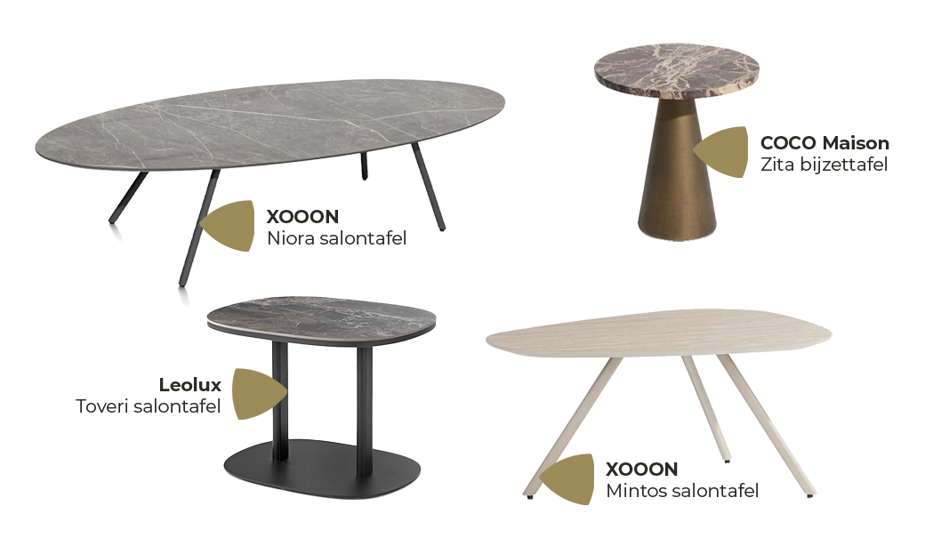 Diverse salontafels bijzettafels