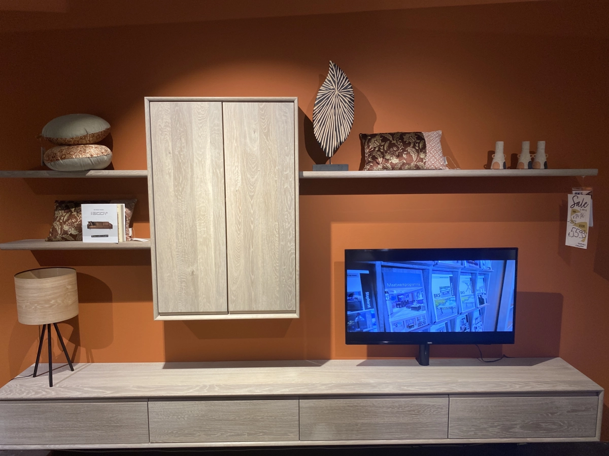 Afbeelding BKS Aurora tv dressoir, hangkast en boekenplank